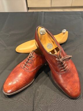 John Lobb Keats "Chesnut" with Brogue (with shoe trees) US 10E /UK 9E